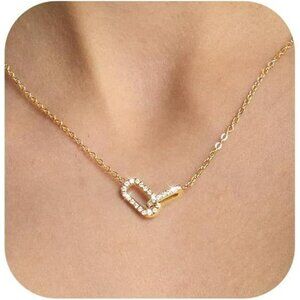 Gold Paperclip Chain Choker Necklace 14K Plated Minimalist Pendant Jewelry Gift